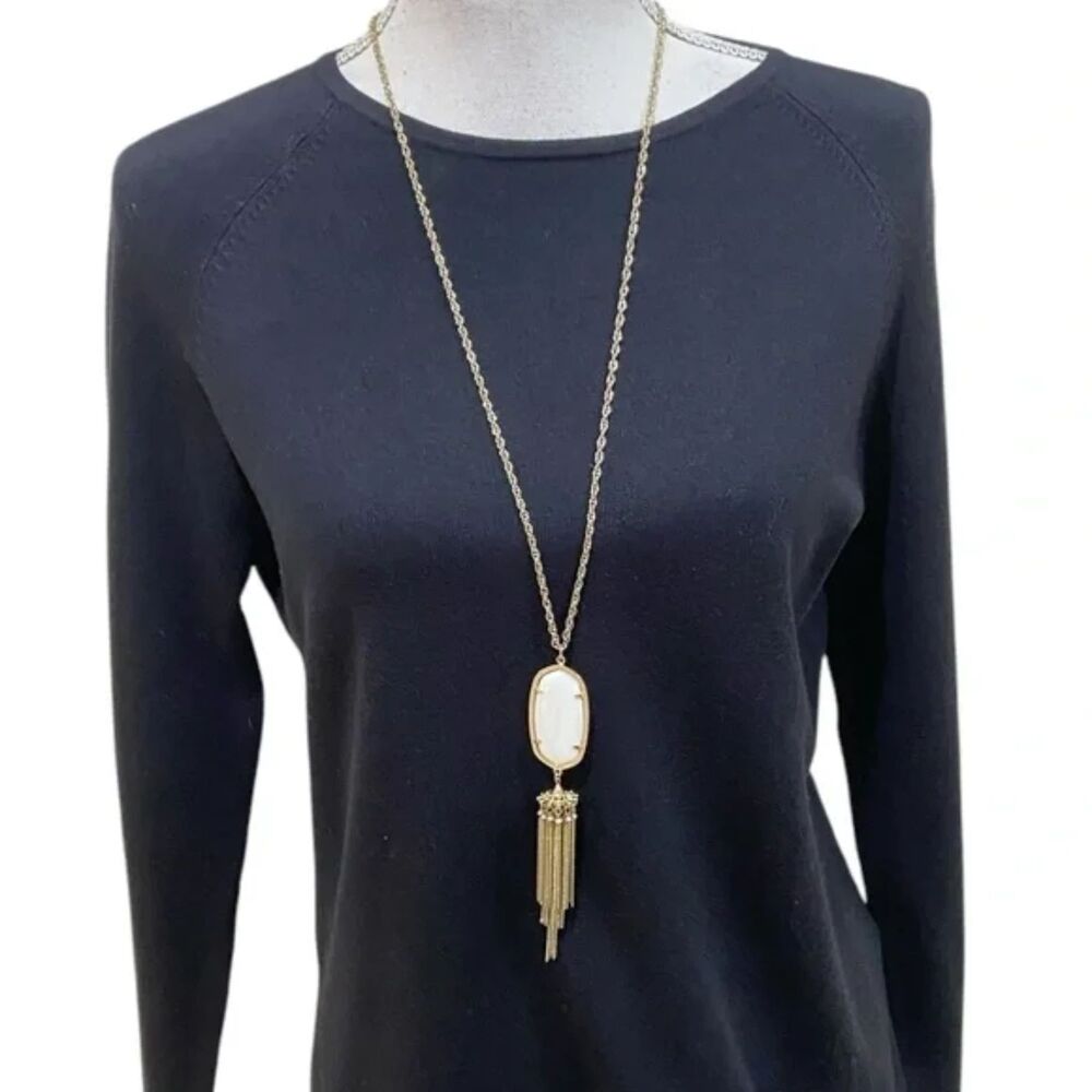 NWOT Kendra Scott Rayne Mother of Pearl Gold Tassel Pendant Necklace - Picture 14 of 16